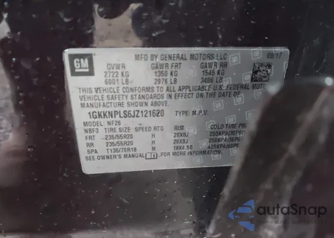 2018 GMC Acadia Denali z USA, uszkodzony, nr VIN 1GKKNPLS6JZ121620